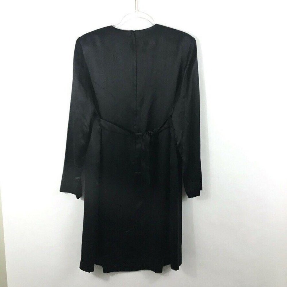MIMI MATERNITY Dress Women Large Solid Black 100% Silk Short Back Waist Tie - Picture 5 of 6